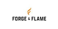 Forge & Flame logo with black text and a small orange flame icon above it on a white background