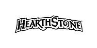 Hearthstone logo in black and white, centered on a plain background