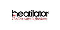 Heatilator logo with red and black text and the tagline “The first name in fireplaces”