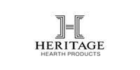 Heritage Hearth Products logo with stylized H emblem and text on white background