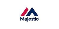 Majestic logo with red and blue stylized “M” on a white background