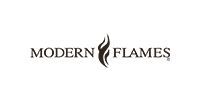 Modern Flames logo in black text with a flame icon on a white background