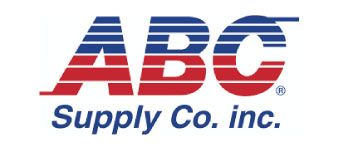 Logo of ABC Supply Co. inc. with blue and red horizontal stripes forming the letters.