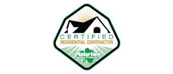 Certified Residential Contractor logo. Green and white badge with a house graphic and company name.