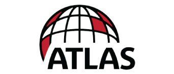 Atlas logo: globe with red sections and black text.