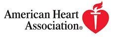 American Heart Association logo: Text next to a red heart with a flame.