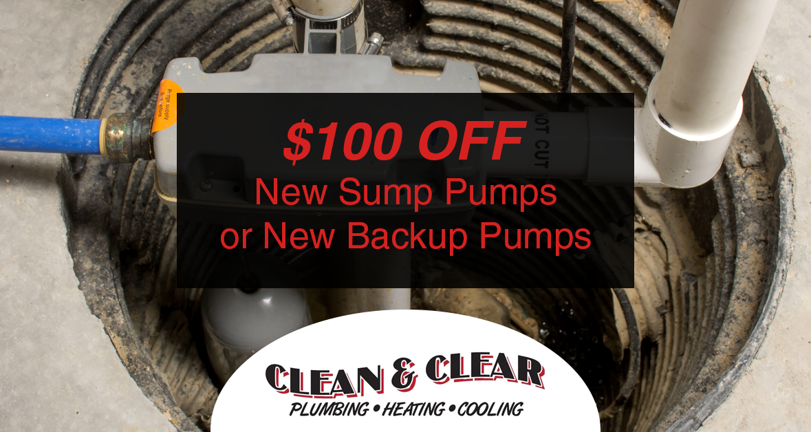 $100 off new sump pumps or new backup pumps