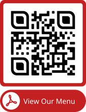 A qr code with a red button that says view our menu.