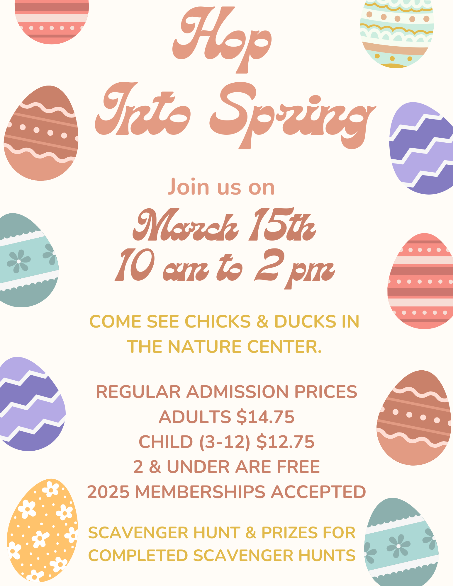 A poster for a hop into spring event on march 15th.