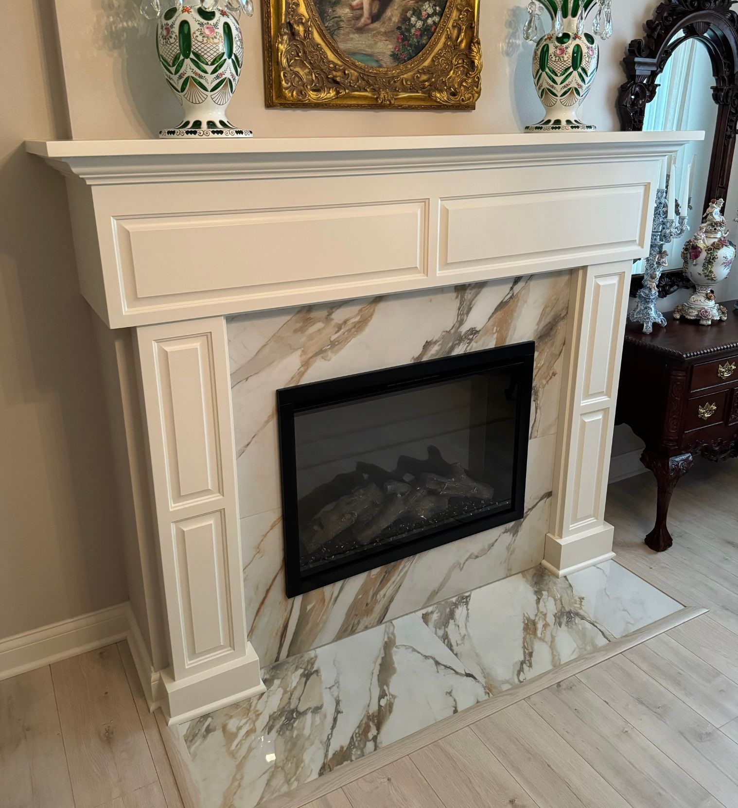 White fireplace