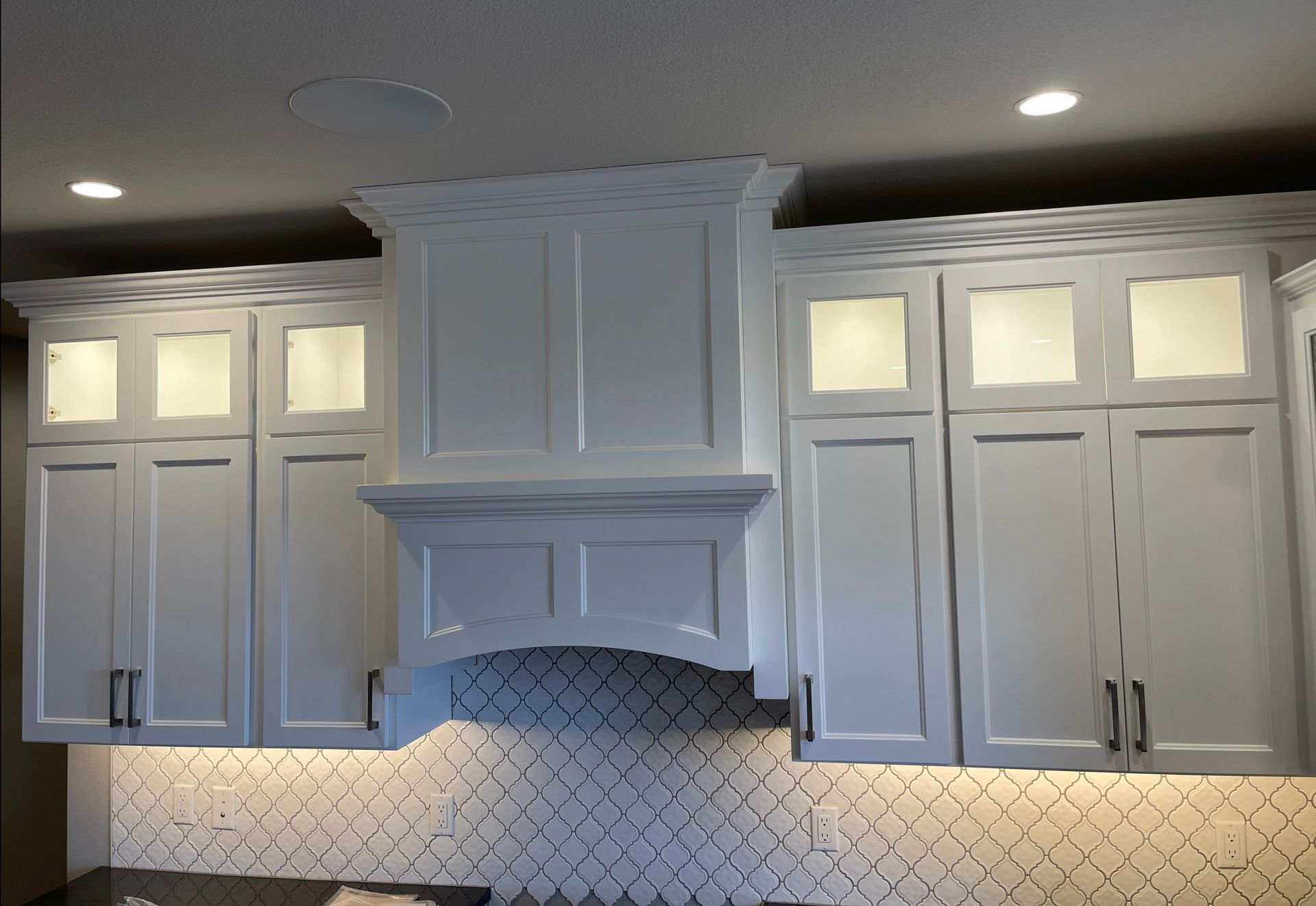 White over-head cabinets