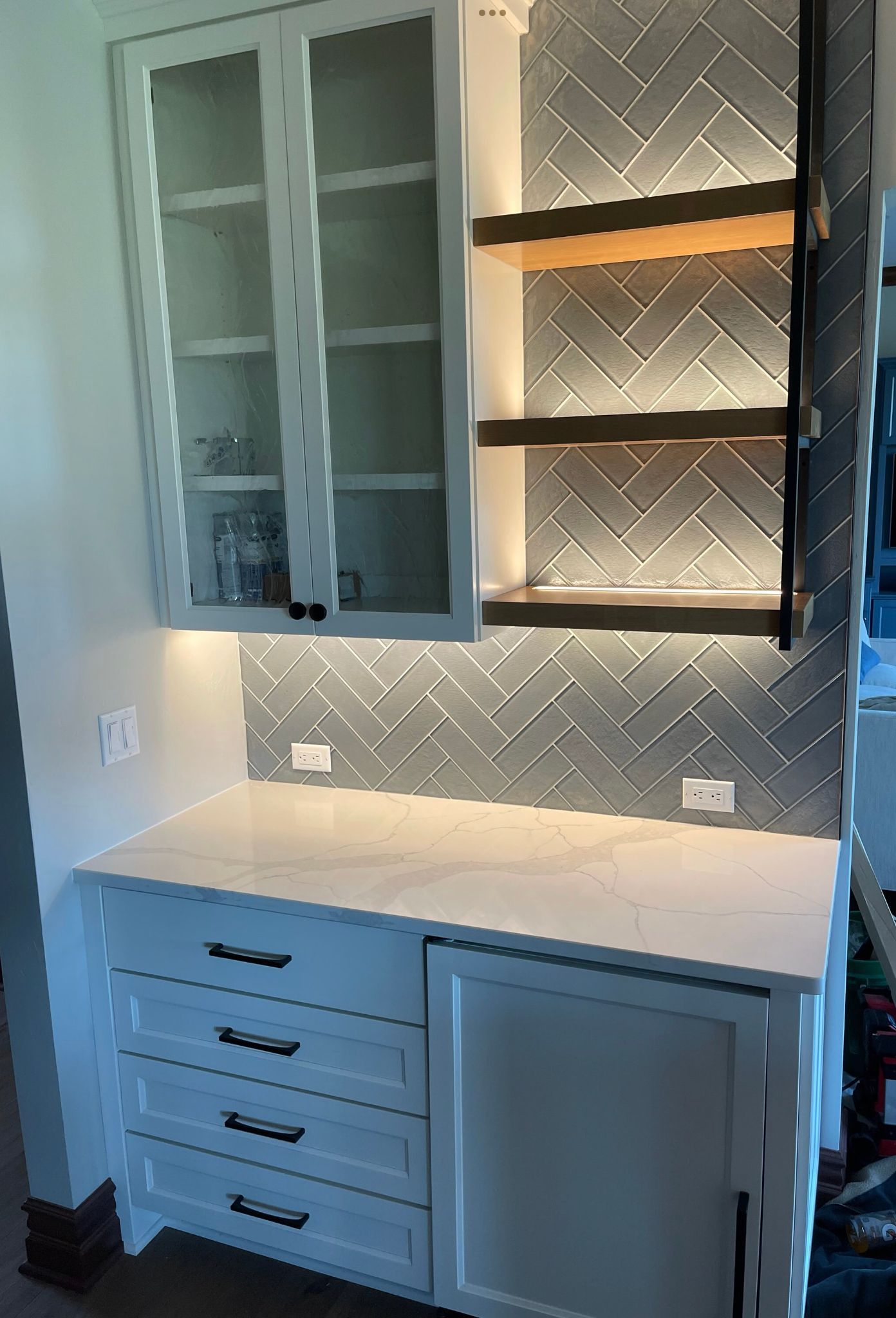 Custom cabinets with lighting