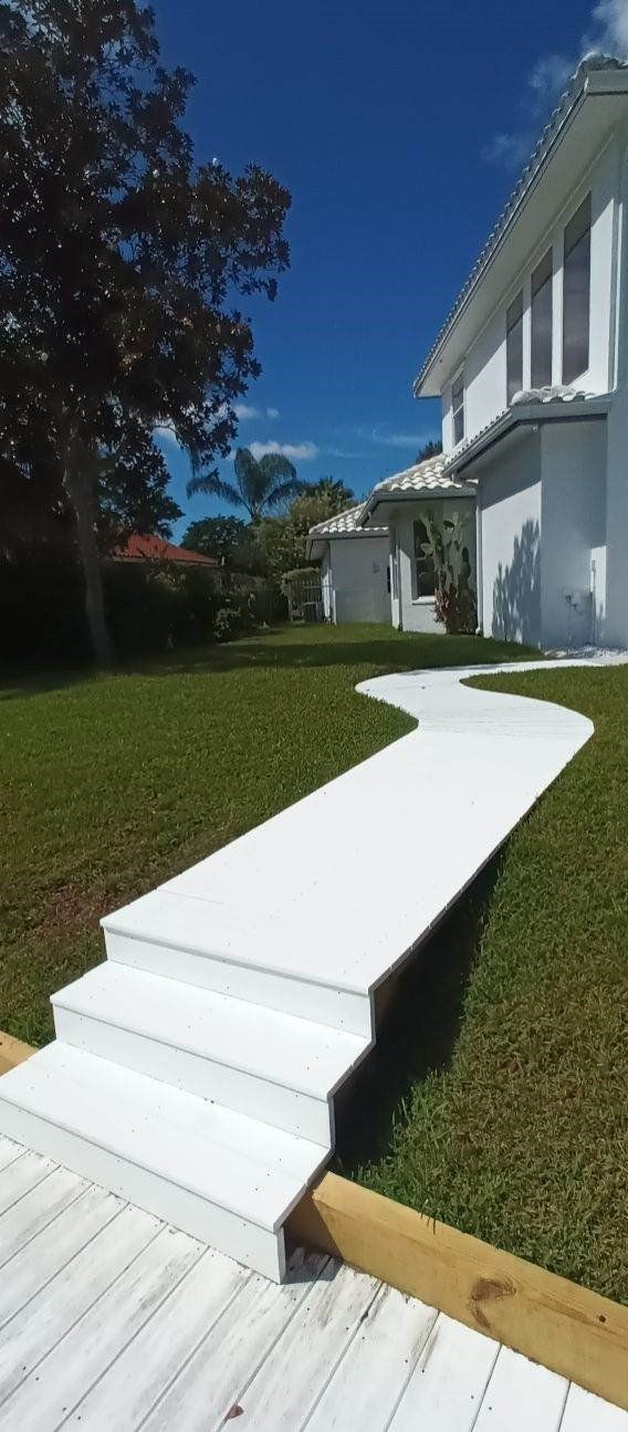 All White Curved Walkway