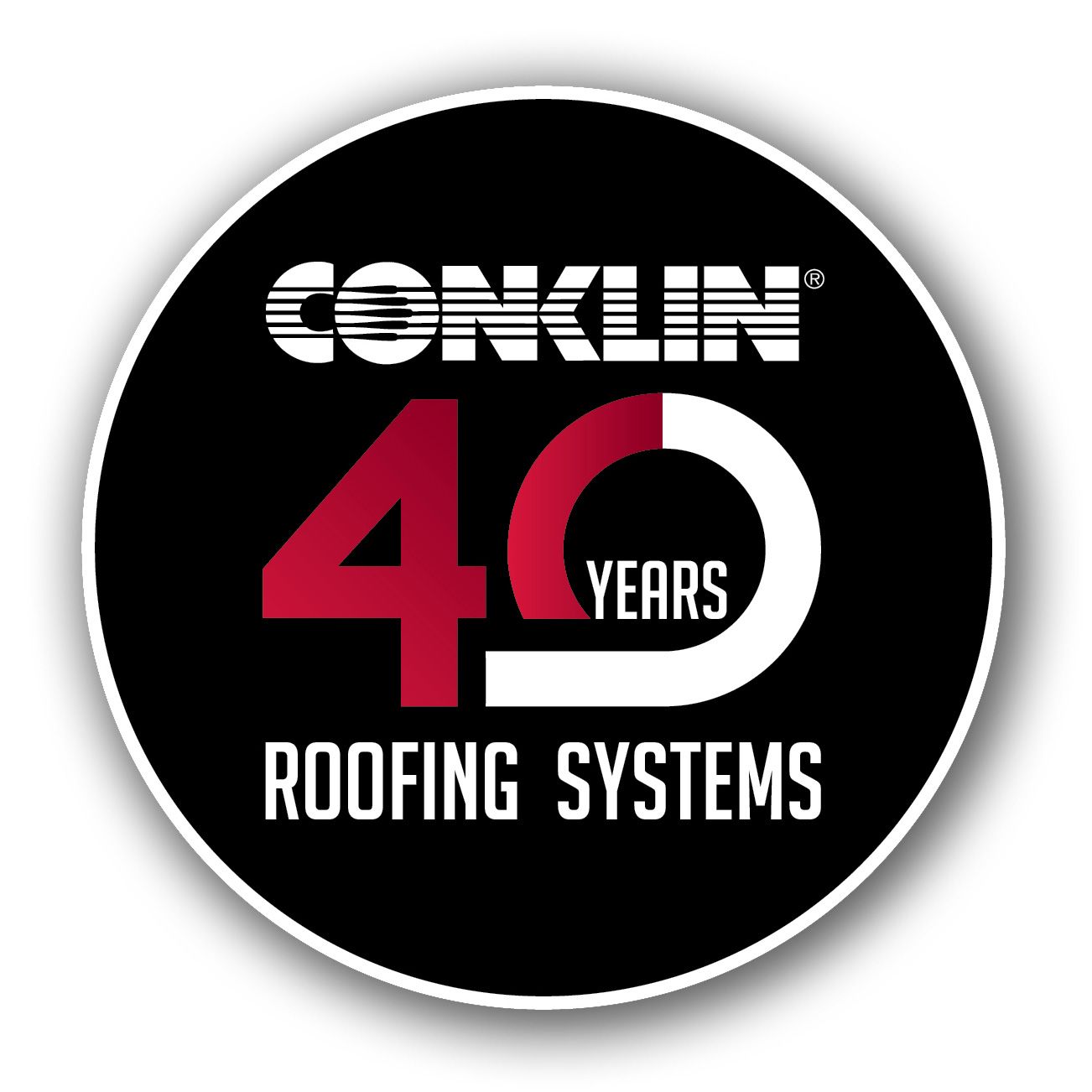 A black circular logo featuring the text 