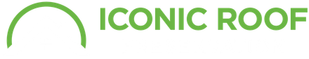 The words "ICONIC ROOF" in green sans-serif text next to a green arched line icon.