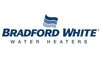 Logo of Bradford White water heaters with a waving flag graphic.