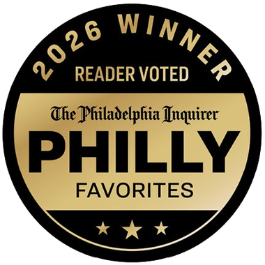 2026 winner badge for The Philadelphia Inquirer Philly Favorites, gold and black circular seal with stars