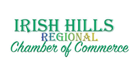 Irish Hills Regional Chamber of Commerce logo with green text on a white background.
