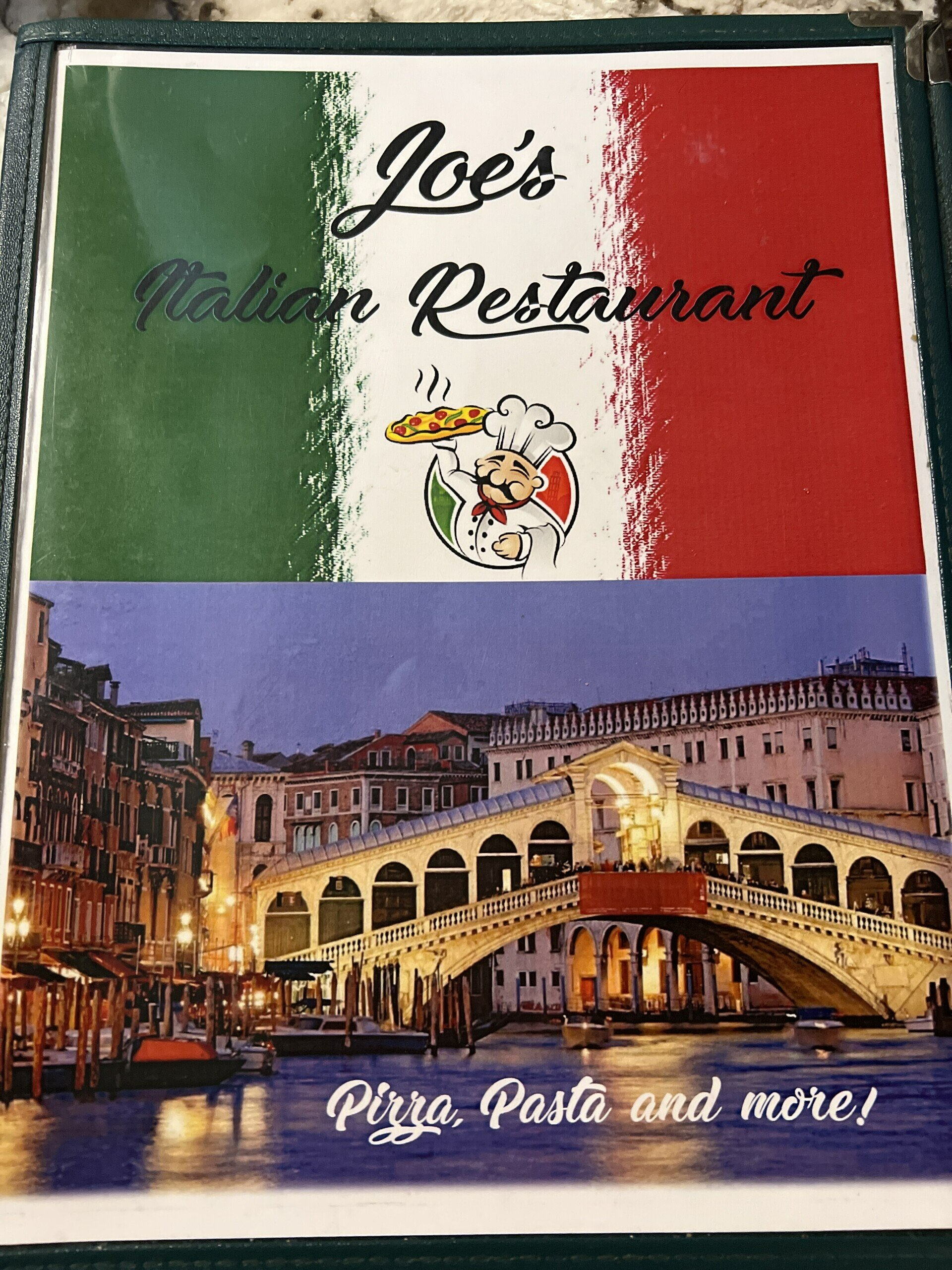 Joe's Italian Kitchen - Menu Cover