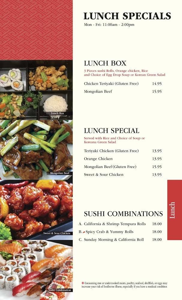 Lunch Specials menu