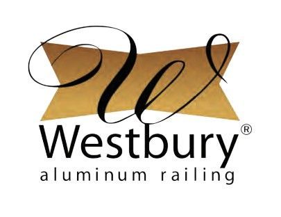 A logo for Westbury Aluminum Railing featuring a stylized cursive 