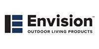 Logo for Envision Outdoor Living Products featuring a stylized blue and black icon next to the company name.