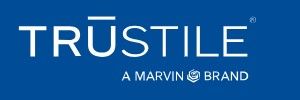 Logo for Trustile, a Marvin brand, featuring white text on a solid blue background.