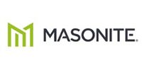 Logo for Masonite, featuring a lime-green stylized 'M' icon next to the company name in black text.