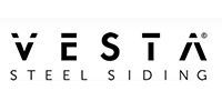 Logo for Vesta Steel Siding, featuring the word 
