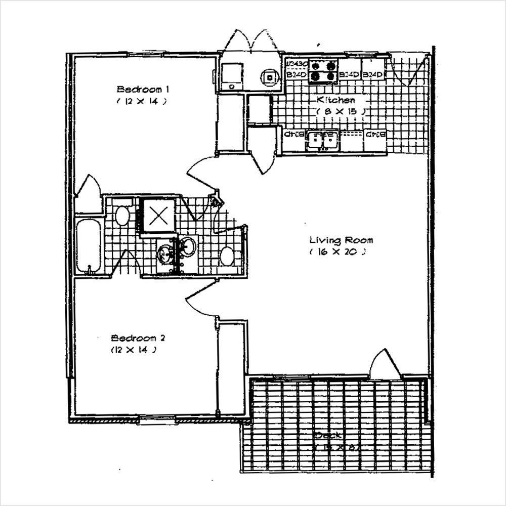 2 bedroom large - 2 baths   951 sq. ft.
