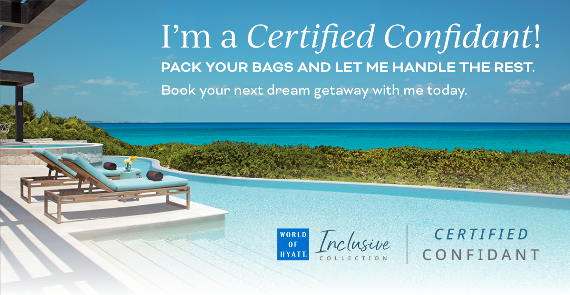 An advertisement for a certified confident includes a swimming pool