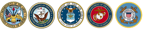 a row of united states military seals