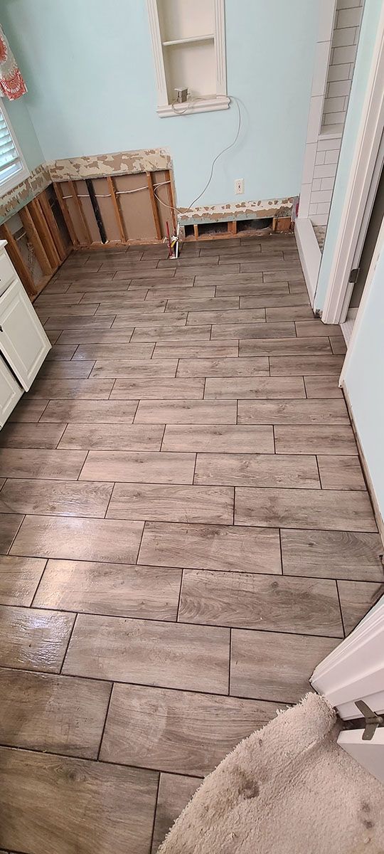 Room with new wood-look tile flooring