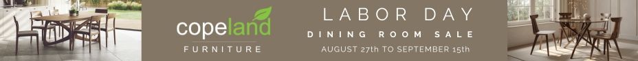 Copeland Furniture Labor Day dining room sale advertisement with dining sets.