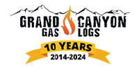 The logo for grand canyon gas logs is a 10 year anniversary logo.