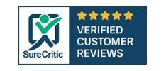 SureCritic Verified Customer Reviews logo. Includes stars and a graphic icon.