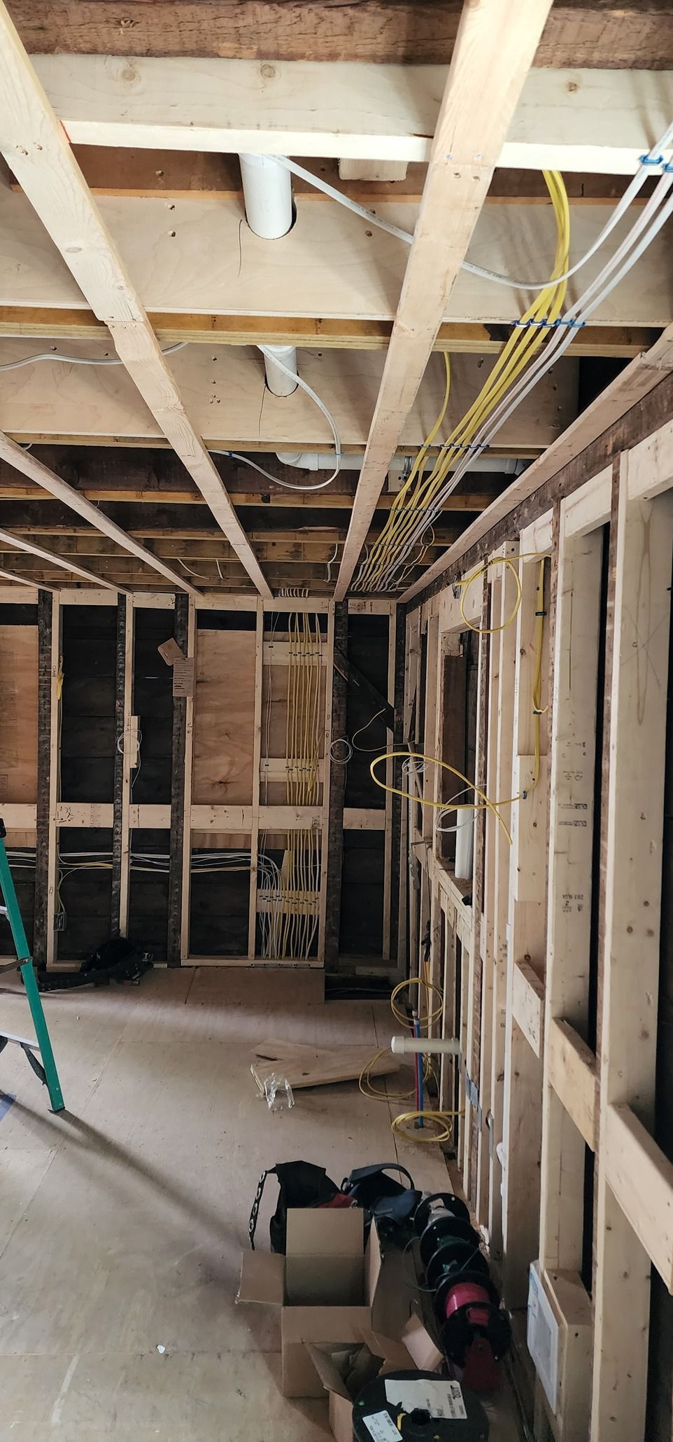 There is a ladder in the middle of the room.