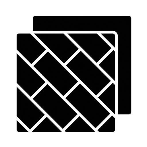 Black interlocking lattice-pattern tile icon with layered square corners