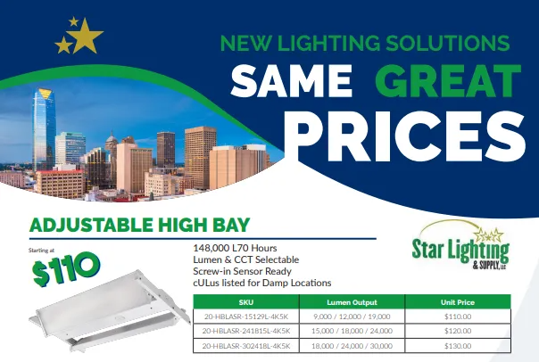 A poster that says new lighting solutions same great prices