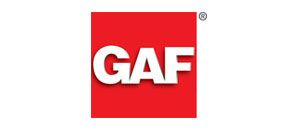 GAF logo: white letters