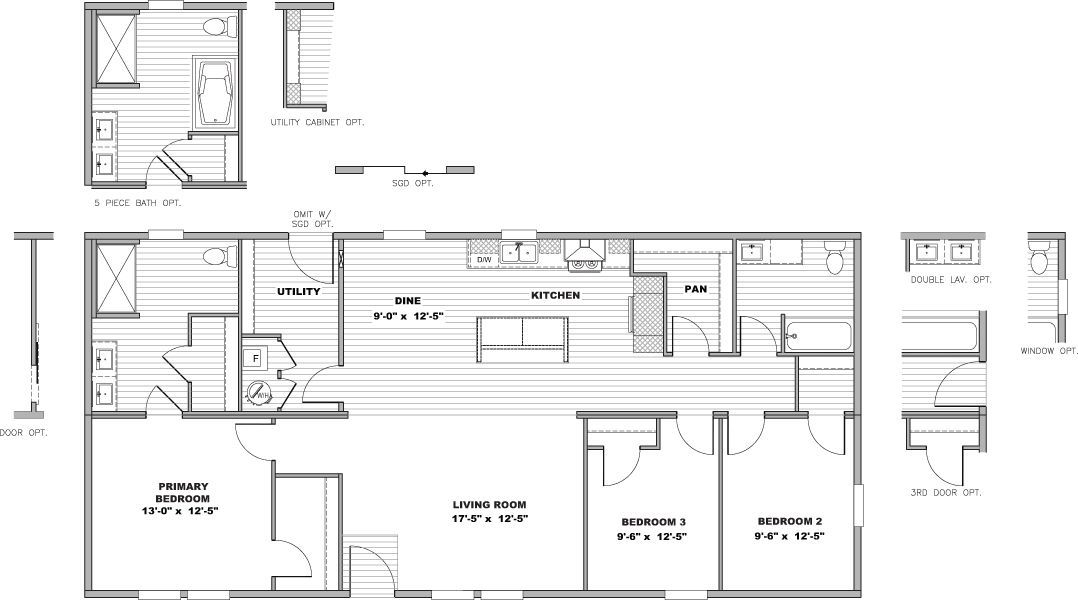 Architectural floor plan showing rooms, hallways, stairs, and labeled measurements