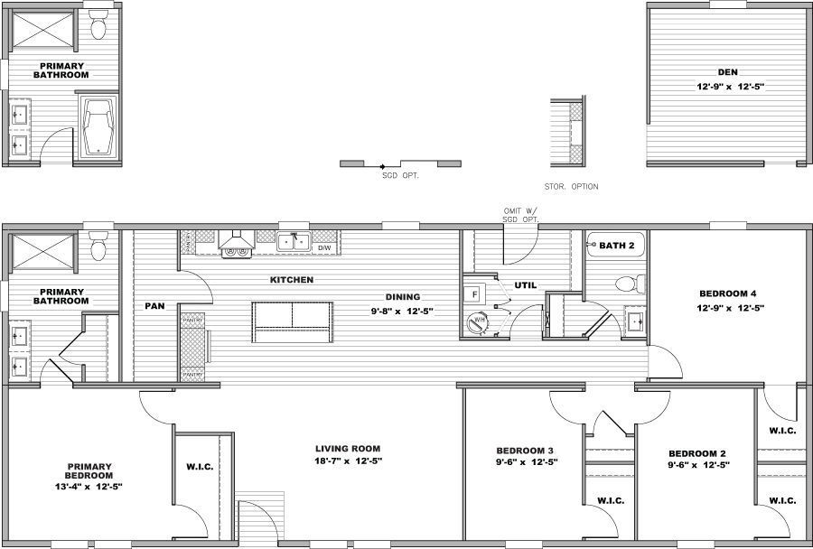 Black-and-white architectural floor plan of a house with labeled rooms and garage.