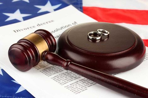 a pair of wedding rings sit on top of a divorce decree