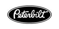 Peterbilt logo: white script on black oval.