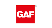 GAF logo: white letters 