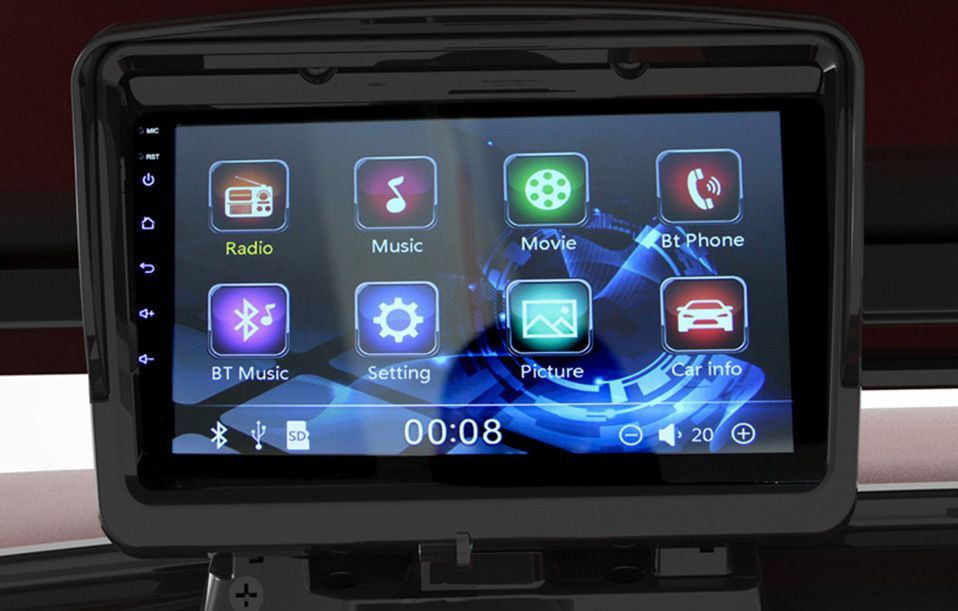A car dashboard with a screen that says 100 and 120 on it.