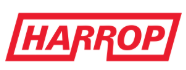 HARROP logo in red italic text on a white background inside a red rectangular outline