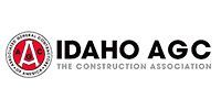 Logo of Idaho AGC, featuring a red circular icon with white text and the words 