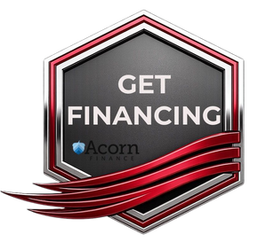 Black and red finance badge with “GET FINANCING” and Acorn Finance logo