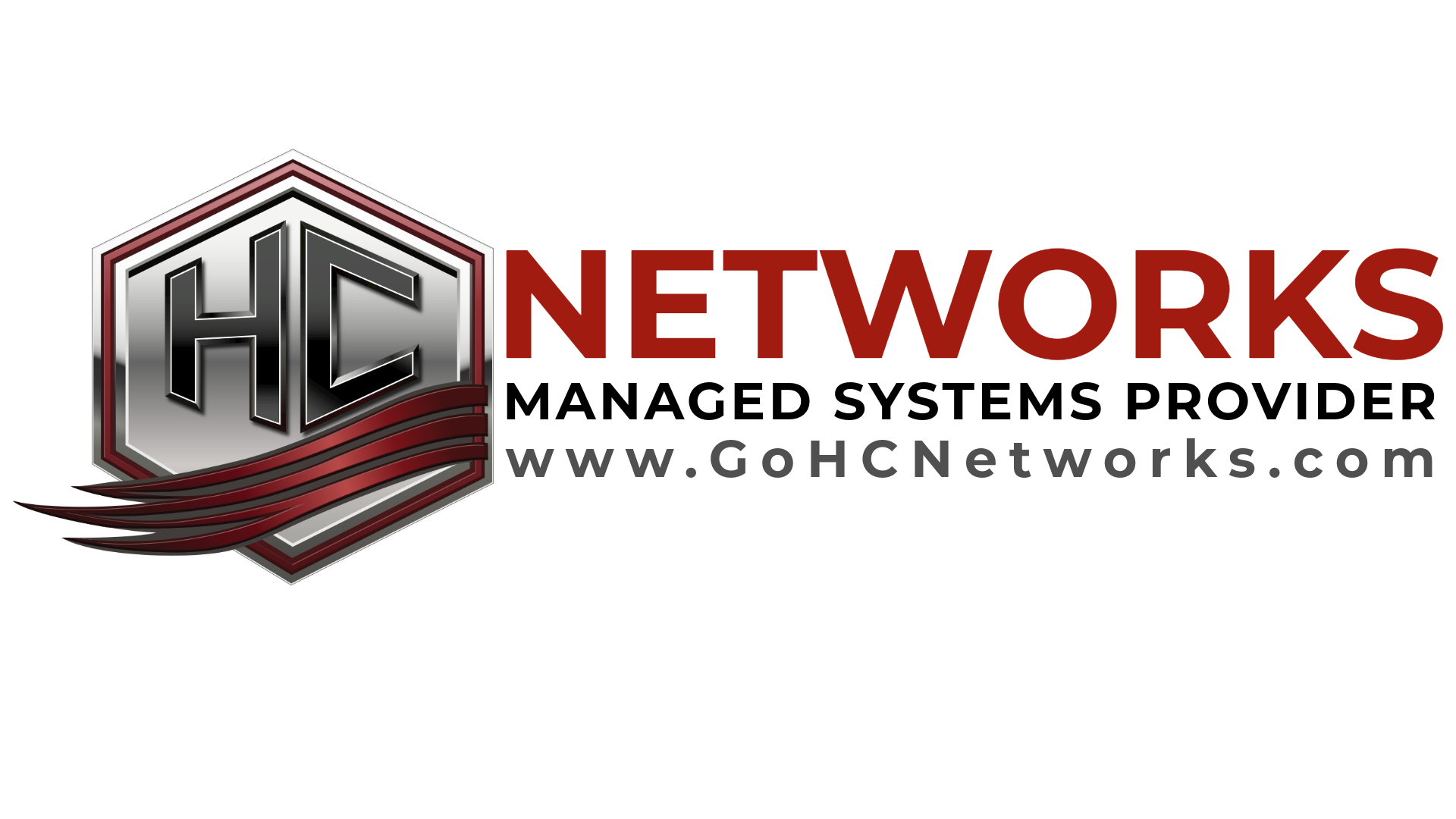 HC Networks logo with red and gray hexagon emblem, “Managed Systems Provider,” and website URL